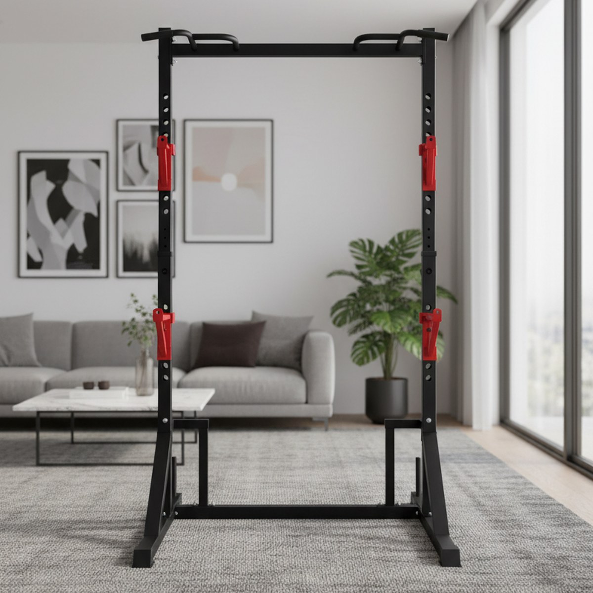 Fitness Home Gym Equipment - Rack de Força Ajustável com Barra