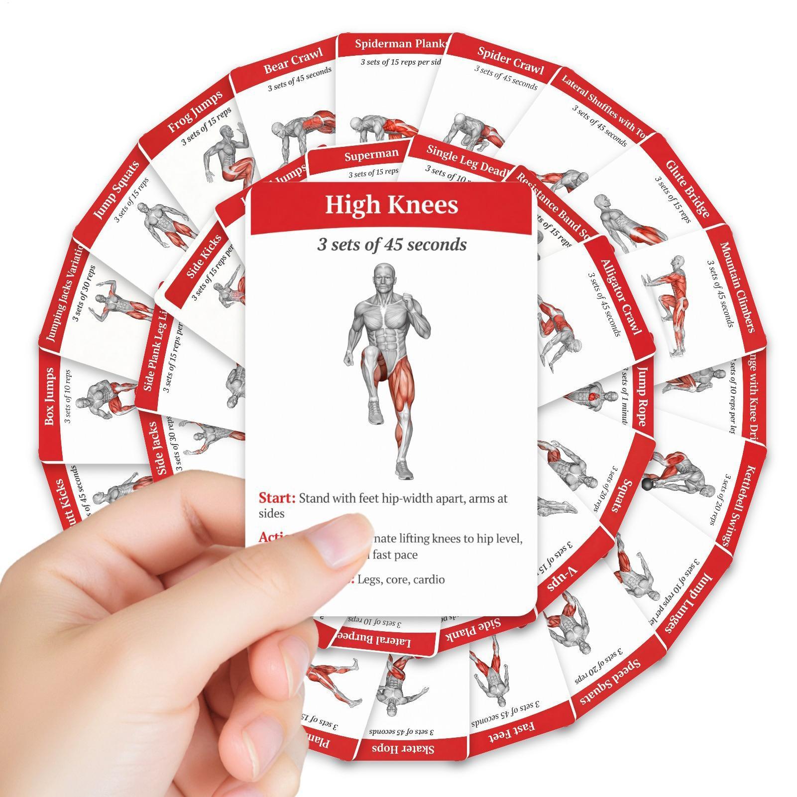 Home Gym Guide - Cartões de Exercícios (36 Peças) de