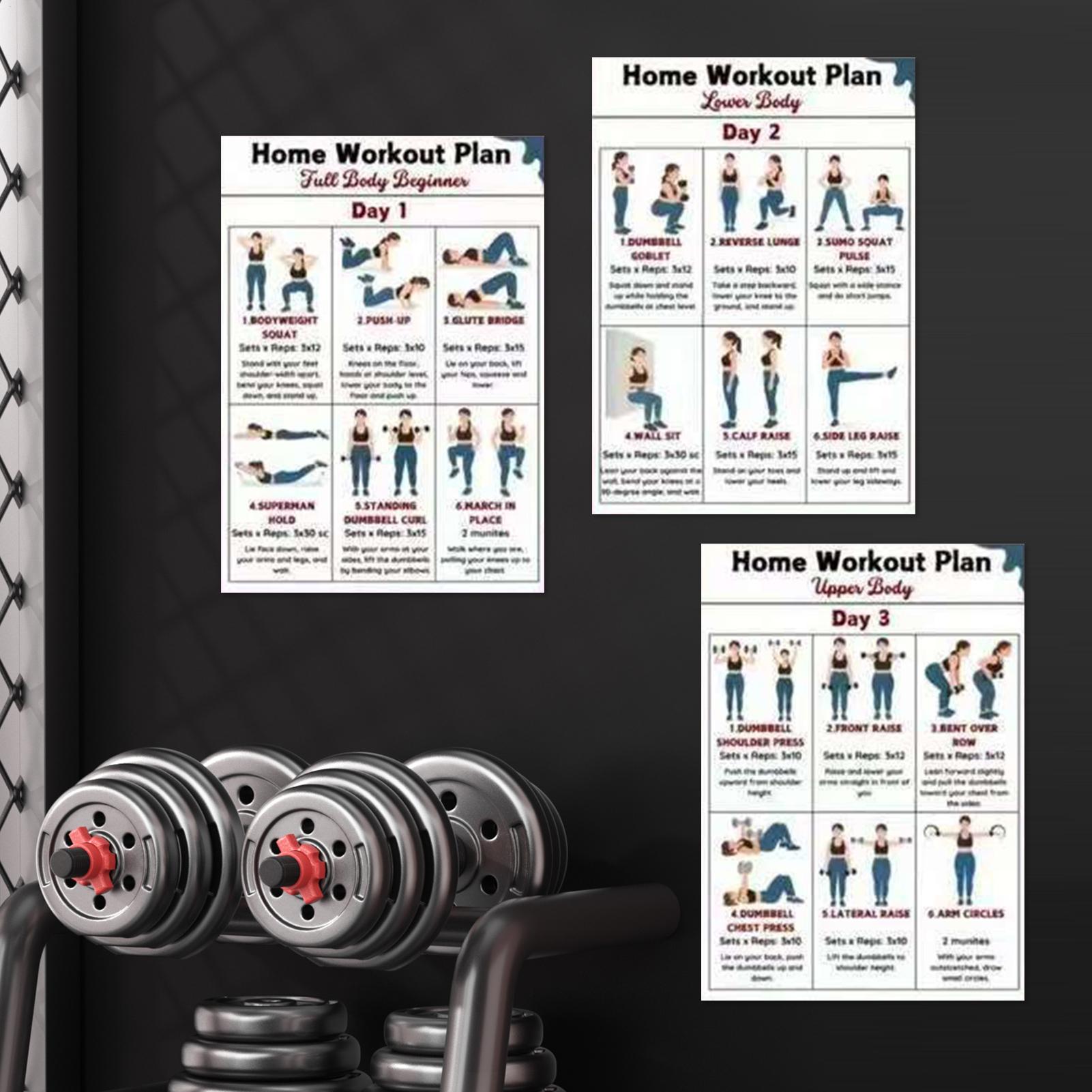 Home Gym Guide - Pôsteres de Exercícios (6 Peças) para