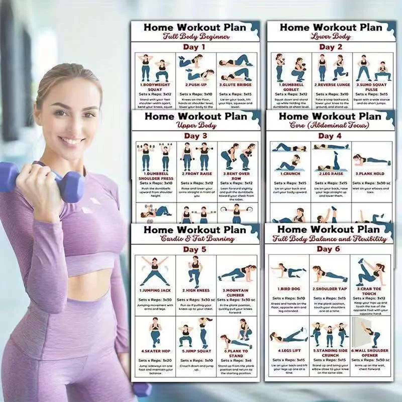 Home Gym Guide - 6 pçs yoga haltere alongamento cartaz