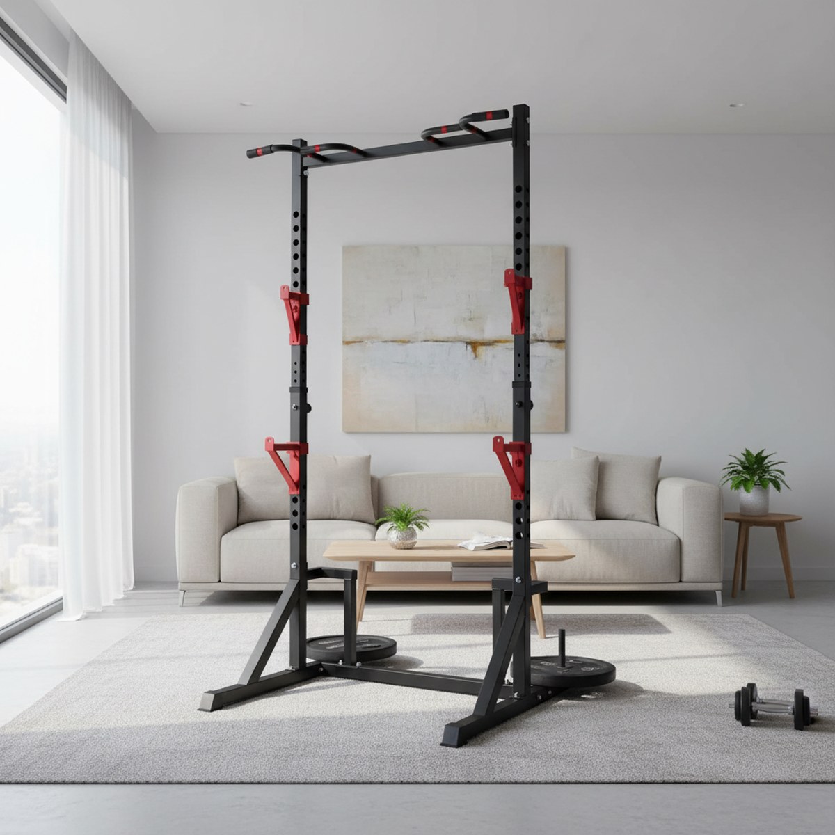 Rack de Força Ajustável com Ba - Fitness Home Gym Equipment avaliação e preço
