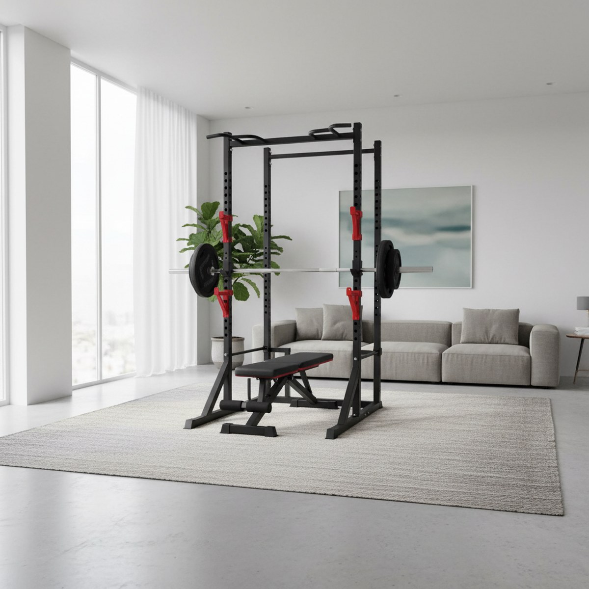 Rack de Força Ajustável com Ba - Fitness Home Gym Equipment avaliação e preço