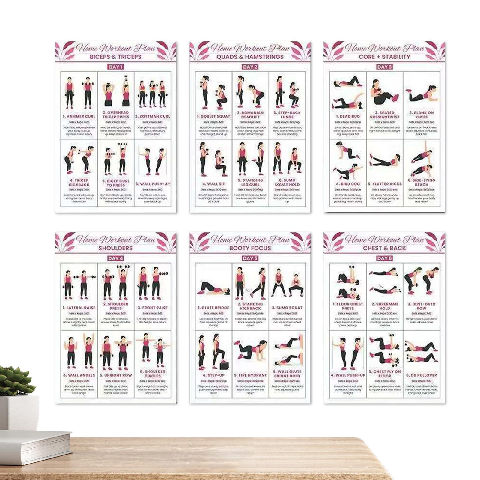 Pôster de treino, 6 peças, cor - Home Gym Guide avaliação e preço