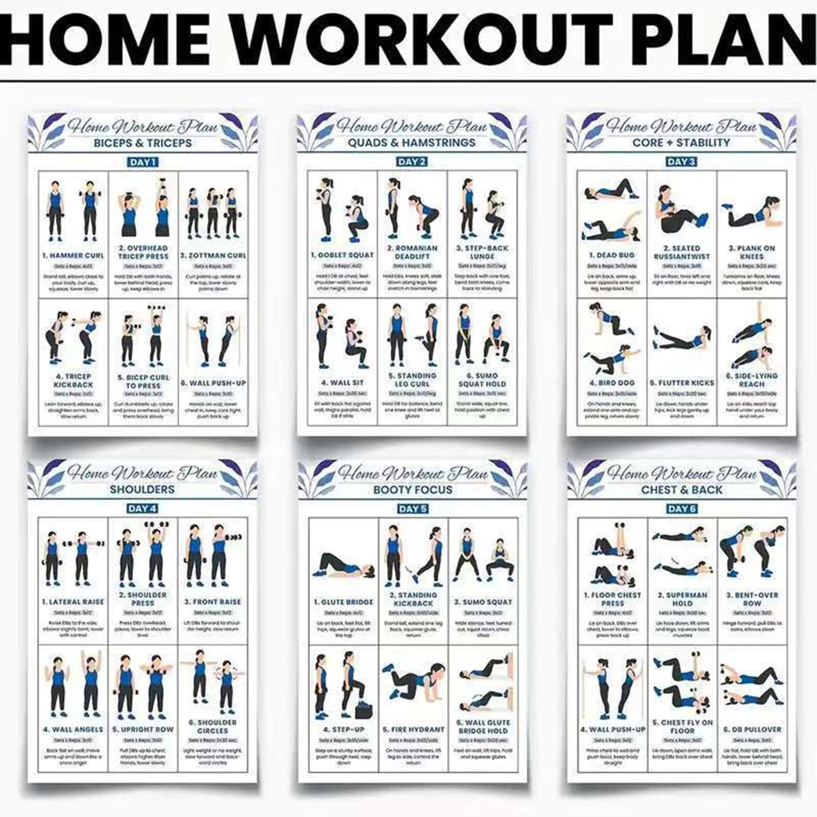 Pôster de treino, 6 peças, cor - Home Gym Guide avaliação e preço